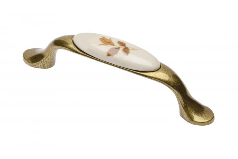 Porcelain handle 728P C=96mm antique brass B-autumn rose 1208965701