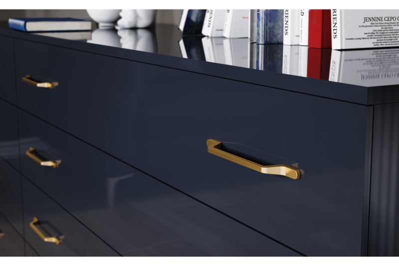 Zamak handle FLAVIO C=96 mm gold brass 1208966032