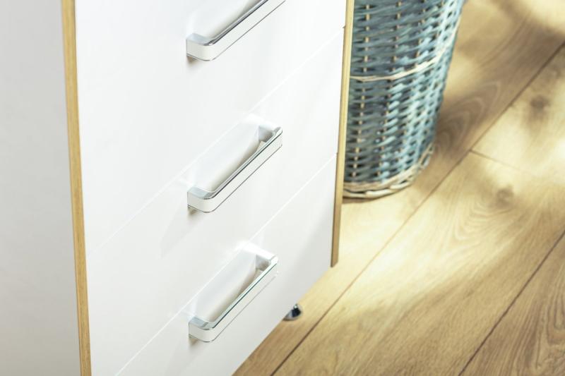 Zamak handle MONA C=128 mm chrome/white 1208966128