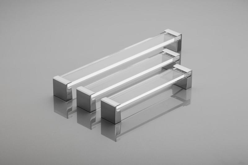 Zamak handle OLIVA C=192mm chrome feet + transparent acrylic 1208966157