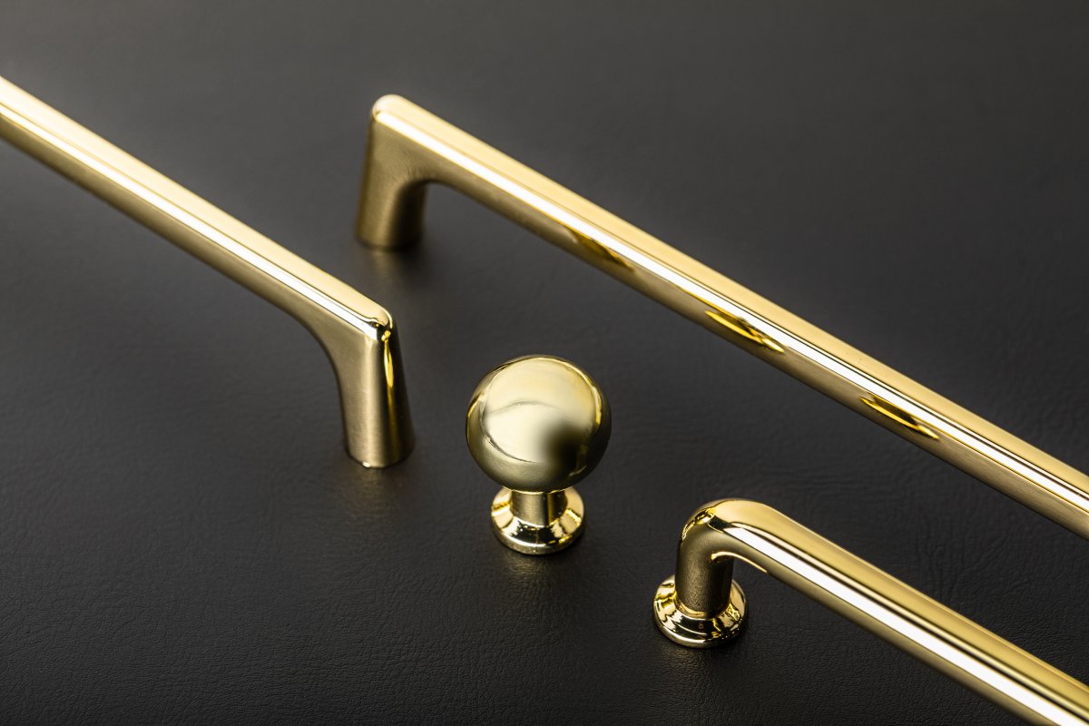 Zamak handle OCTAVIO C = 160 mm shiny gold 1208966165 - Productafbeelding 2