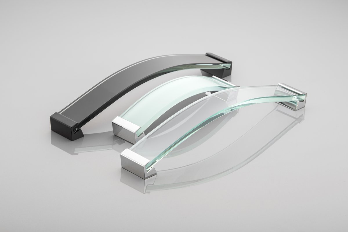 Zamak handle ROSES C=160mm transparent glass + chrome feet 1208966188 - Productafbeelding 2