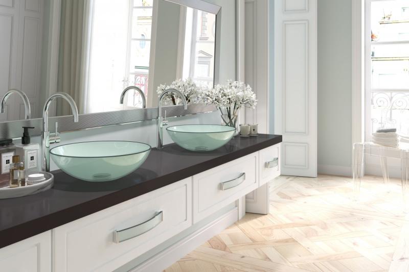 Zamak handle ROSES C=256mm transparent glass + chrome feet 1208966189