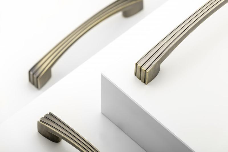 Zamak handle VASTO C=96mm antique brushed brass 1208966228