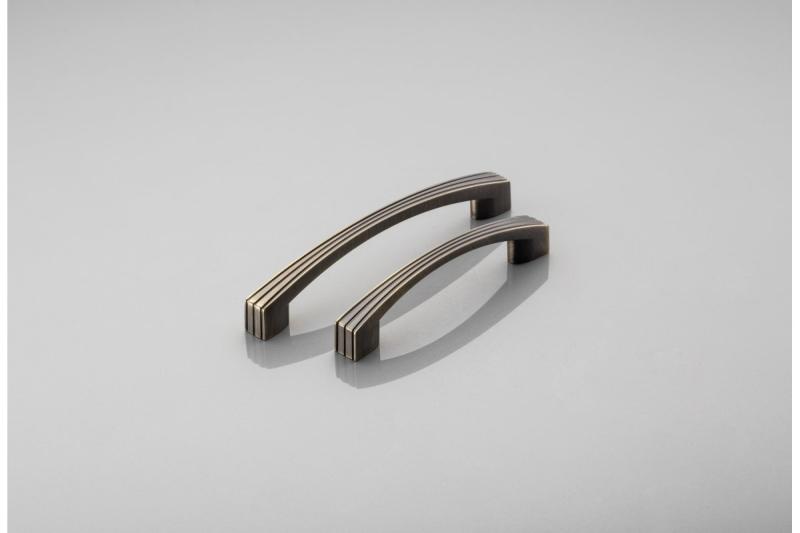 Zamak handle VASTO C=96mm antique brushed brass 1208966228