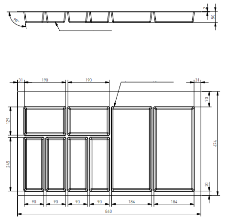 Decor Cutle Bestekbakken Inzet voor Keukenlade 900 Antraciet 1208966382
