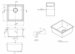 GraniteMy Universal granieten witte spoelbak 40x40 cm wit opbouw onderbouw en vlakinbouw met rvs plug 1208966879