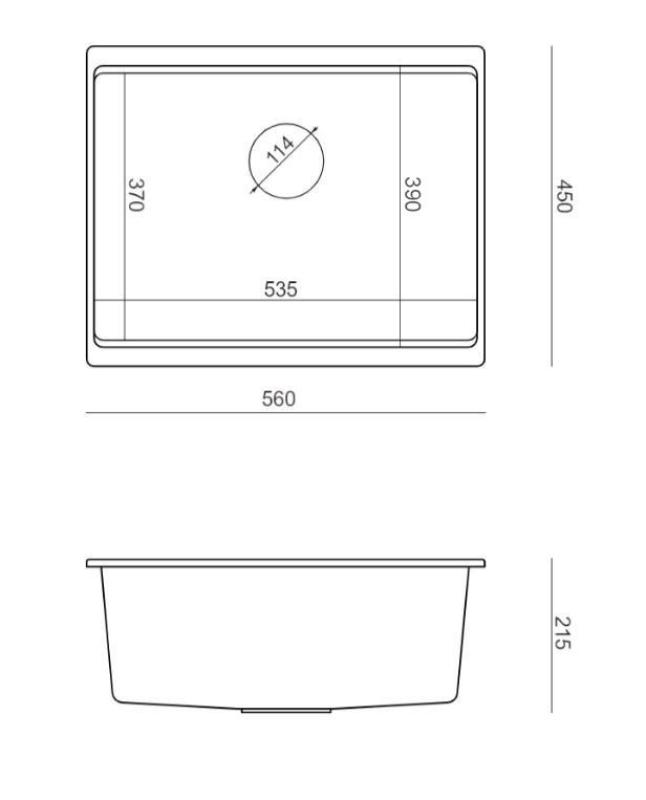 Quadri Newport II witte graniet onderbouw spoelbak wit 560x450 mm 1208966922