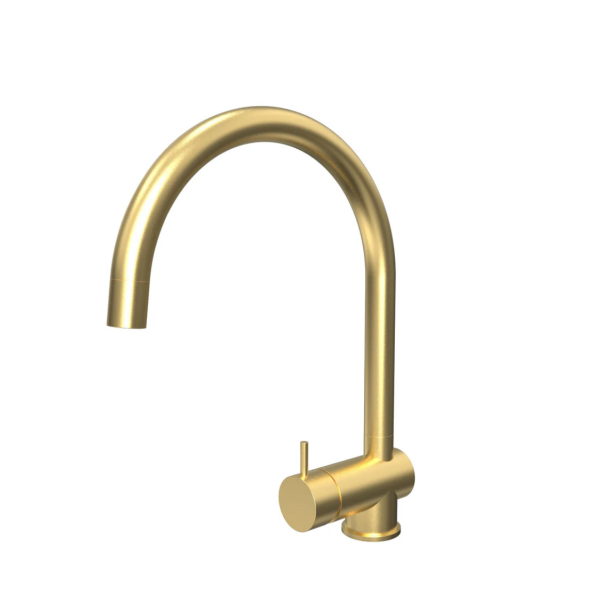 Waterevolution Flow keukenmengkraan PVD Geborsteld Light Gold met uittrekbare uitloop T155WGE