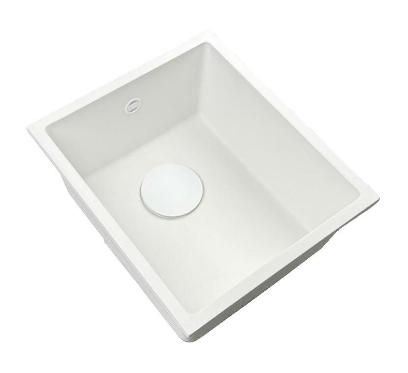 GraniteMy Universal granieten witte spoelbak 34x40 cm wit opbouw onderbouw en vlakinbouw met witte plug 1208967146