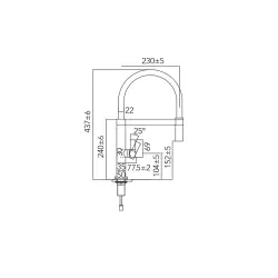 CARESSI Black Line eenhendel keukenmengkraan RVS zwart CA1112BK ECO 1208967206