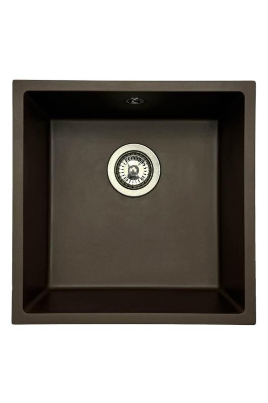 GraniteMy Universal granieten café spoelbak 40x40 cm opbouw, onderbouw en vlakinbouw met rvs plug 1208967212