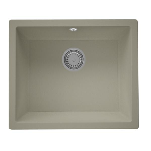 GraniteMy Universal granieten taupe spoelbak 50x40 cm opbouw, onderbouw en vlakinbouw met rvs plug 1208967223