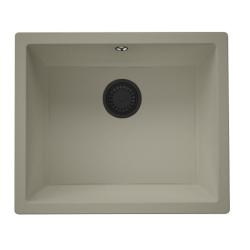 GraniteMy Universal granieten taupe spoelbak 50x40 cm opbouw, onderbouw en vlakinbouw met zwart plug 1208967224