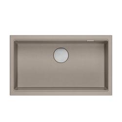 Quadri Newport II grote en diepe spoelbak graniet opbouw en onderbouw taupe spoelbak 76x45cm met rvs plug 1208967310