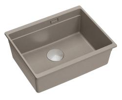 Quadri Newport II graniet onderbouw taupe spoelbak 560x450mm met rvs plug en afvoerkapje 1208967453