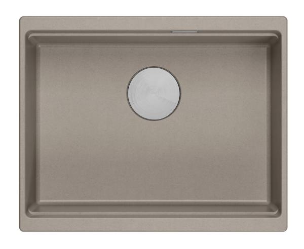 Quadri Newport II graniet onderbouw taupe spoelbak 560x450mm met rvs plug en afvoerkapje 1208967453