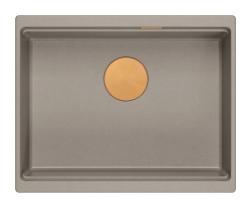 Quadri Newport II graniet onderbouw taupe spoelbak 560x450mm met koperen plug en afvoerkapje 1208967455