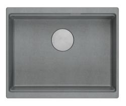 Quadri Newport II graniet onderbouw grijs spoelbak 560x450mm met rvs plug en afvoerkapje 1208967456