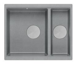 Quadri Newport II grijs 1,5 spoelbak graniet opbouw en onderbouw spoelbak 555x460mm met rvs plug 1208967469