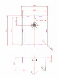 Pure.Sink Prestige RVS spoelbak 34x40 cm 10mm radius onderbouw, vlakbouw en opbouw PPG3440-02