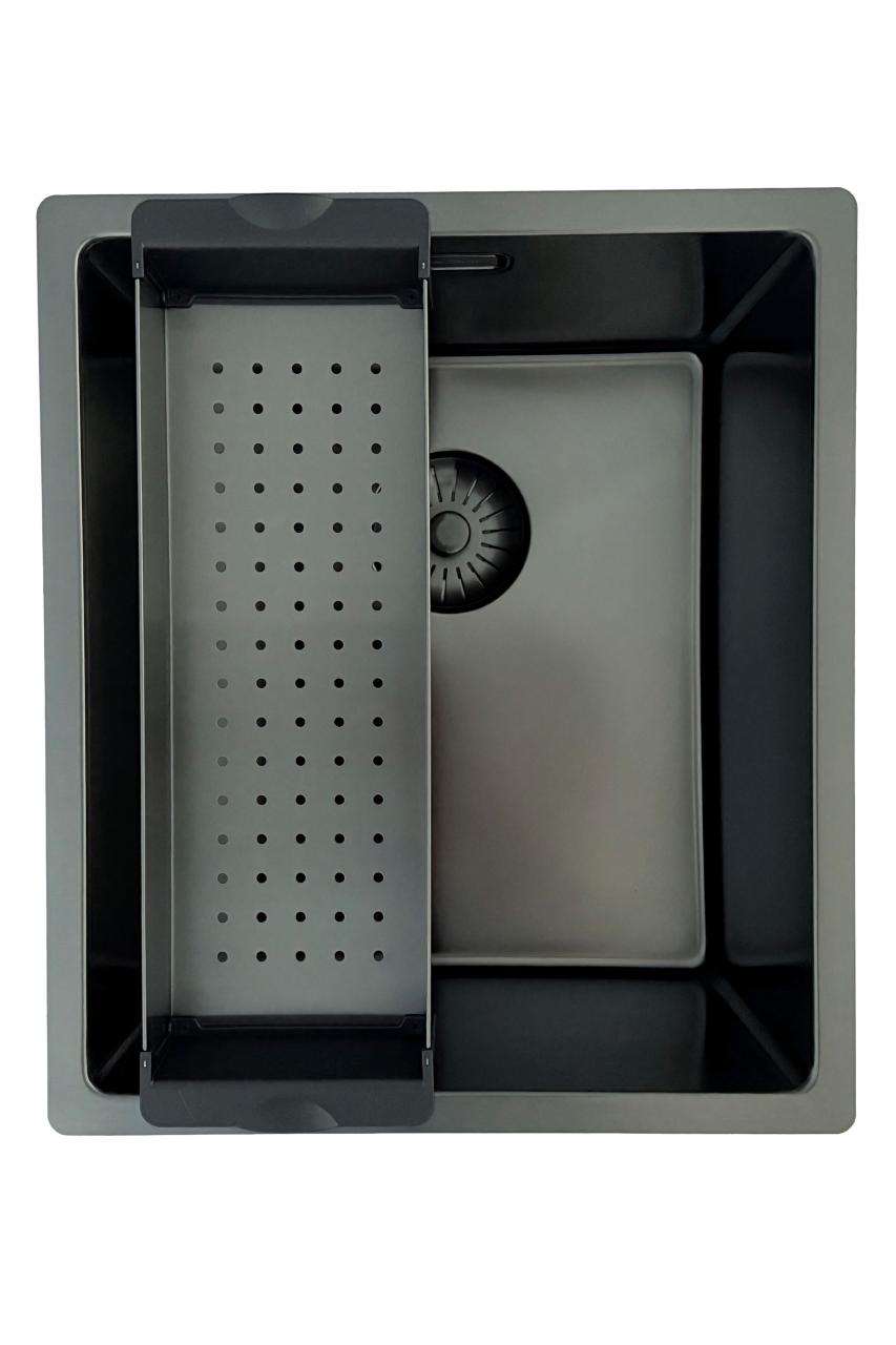 Pure.Sink Prestige spoelbak PVD gun metal 34x40cm 10mm radius onderbouw, vlakbouw, opbouw PPG3440-61