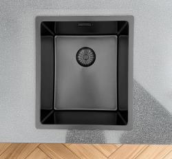 Pure.Sink Prestige spoelbak PVD gun metal 34x40cm 10mm radius onderbouw, vlakbouw, opbouw PPG3440-61