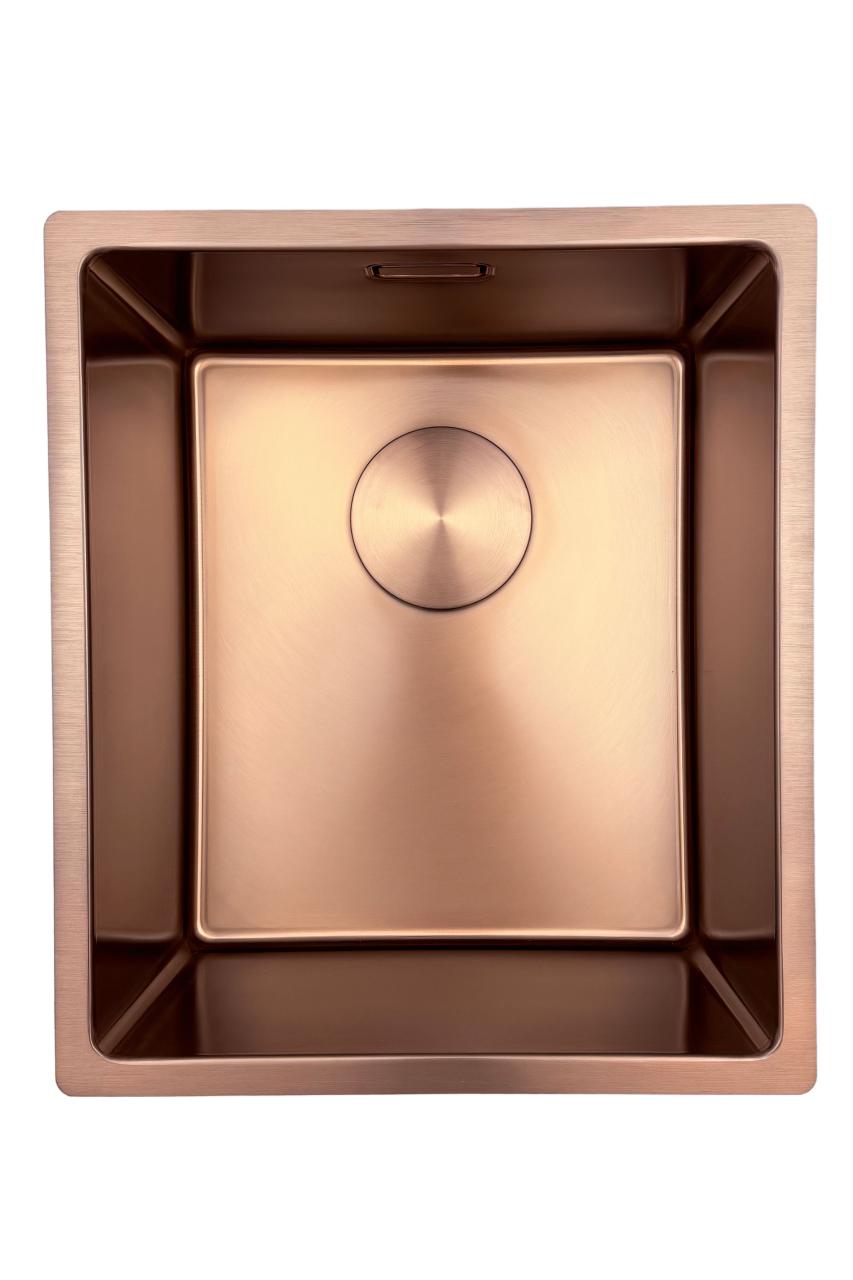 Pure.Sink Prestige spoelbak 34x40 cm PVD Koper 10mm radius onderbouw, vlakbouw en opbouw  PPG3440-62