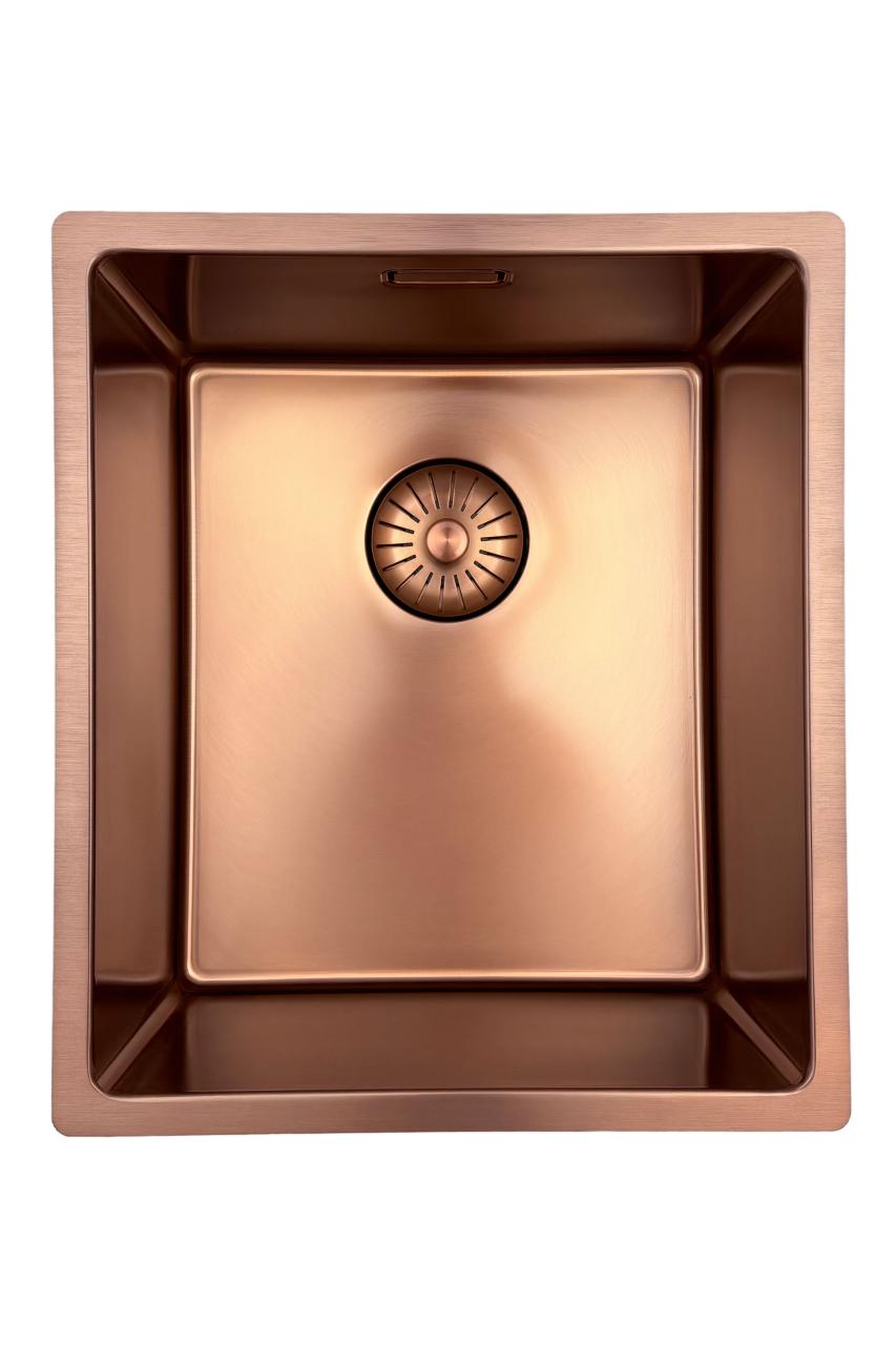 Pure.Sink Prestige spoelbak 34x40 cm PVD Koper 10mm radius onderbouw, vlakbouw en opbouw  PPG3440-62