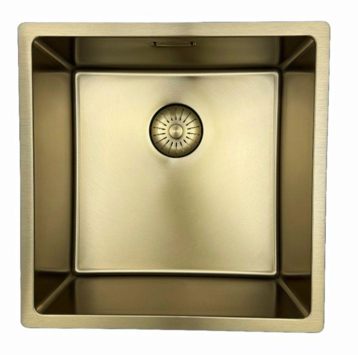 Pure.Sink Prestige spoelbak 40x40 cm PVD Goud 10mm radius onderbouw, vlakbouw en opbouw PPG4040-60