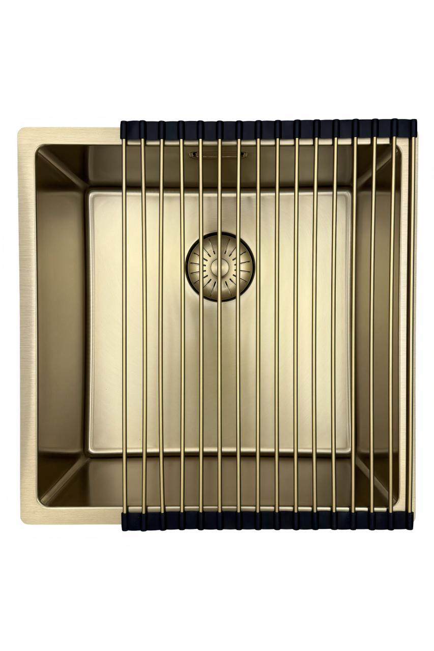 Pure.Sink Prestige spoelbak 40x40 cm PVD Goud 10mm radius onderbouw, vlakbouw en opbouw PPG4040-60