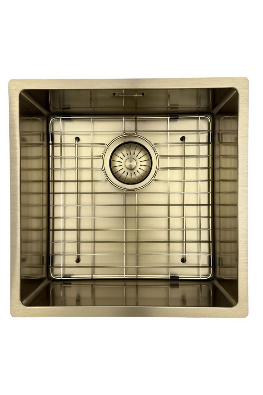 Pure.Sink Prestige spoelbak 40x40 cm PVD Goud 10mm radius onderbouw, vlakbouw en opbouw PPG4040-60