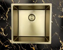 Pure.Sink Prestige spoelbak 40x40 cm PVD Goud 10mm radius onderbouw, vlakbouw en opbouw PPG4040-60