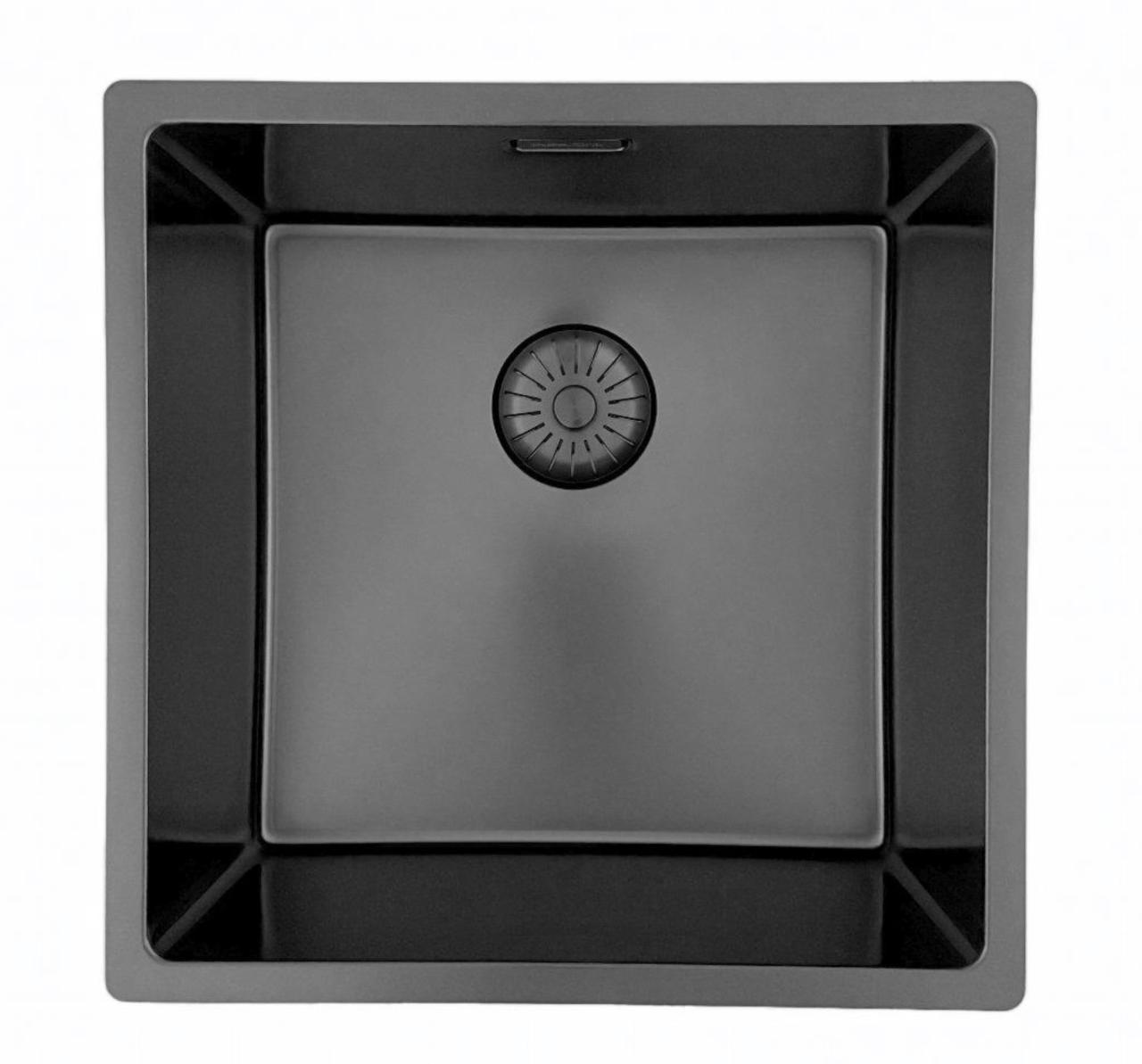 Pure.Sink Prestige spoelbak 40x40cm PVD Gun Metal 10mm radius onderbouw, vlakbouw, opbouw PPG4040-61