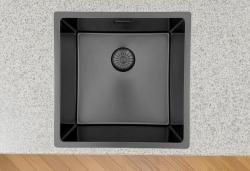 Pure.Sink Prestige spoelbak 40x40cm PVD Gun Metal 10mm radius onderbouw, vlakbouw, opbouw PPG4040-61