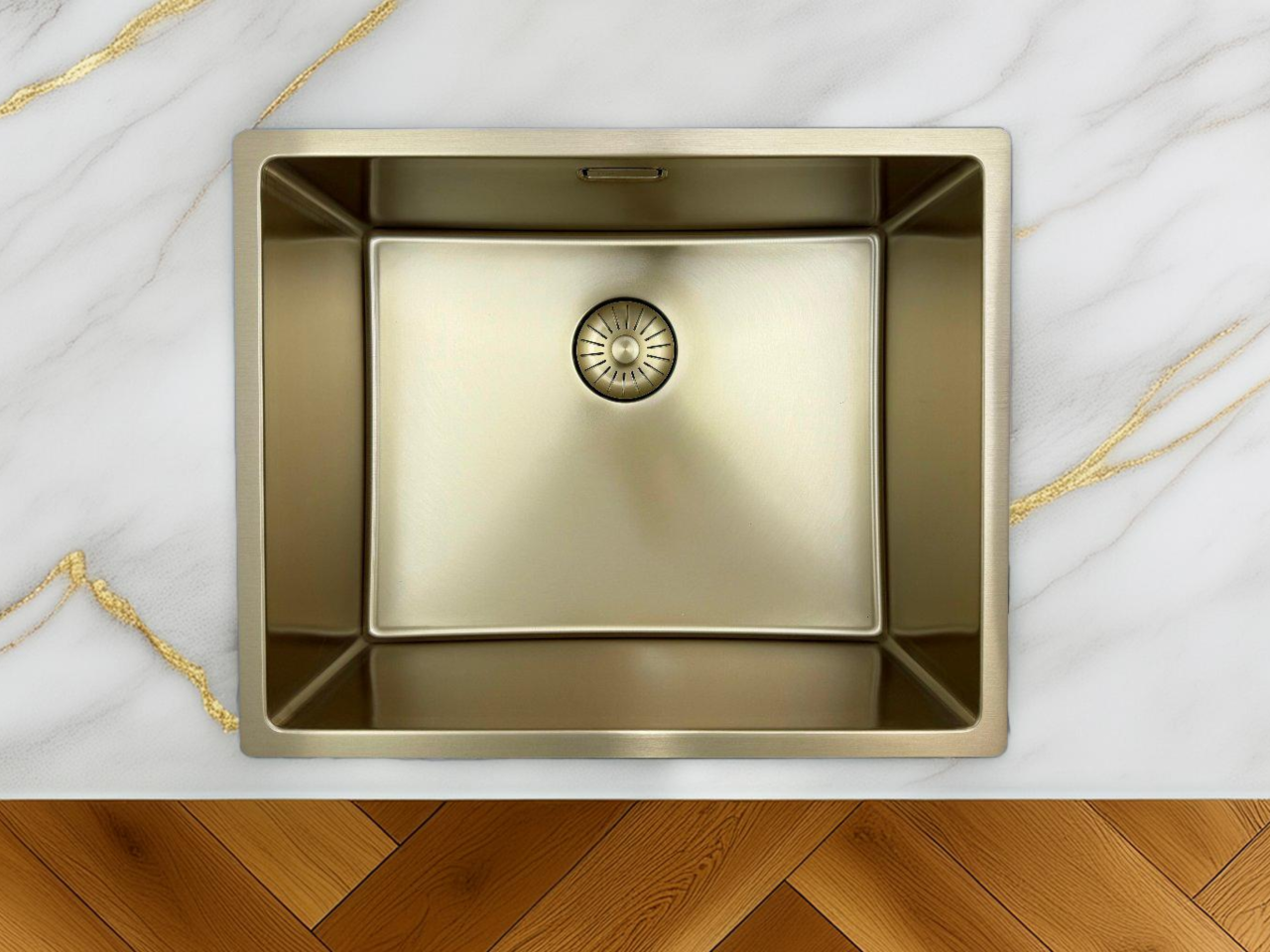 Pure.Sink Prestige spoelbak 50x40 cm PVD Goud 10mm radius onderbouw, vlakbouw en opbouw PPG5040-60