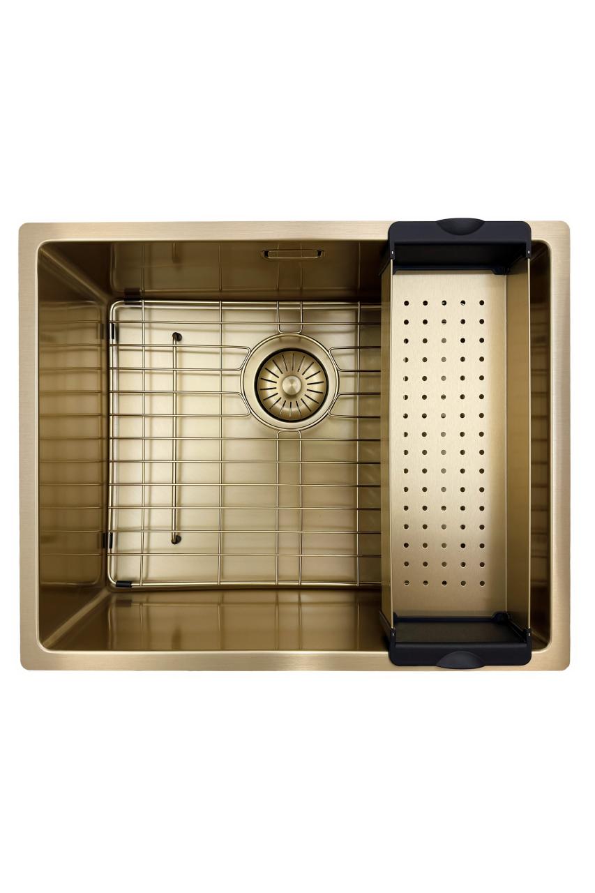 Pure.Sink Prestige spoelbak 50x40 cm PVD Goud 10mm radius onderbouw, vlakbouw en opbouw PPG5040-60