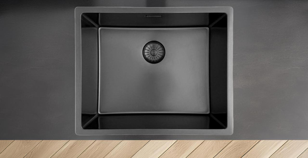 Pure.Sink Prestige spoelbak 50x40 cm PVD Gun Metal 10mm radius onderbouw,vlakbouw,opbouw PPG5040-61