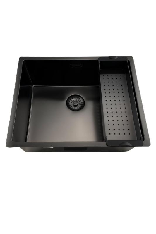 Pure.Sink Prestige spoelbak 50x40 cm PVD Gun Metal 10mm radius onderbouw,vlakbouw,opbouw PPG5040-61