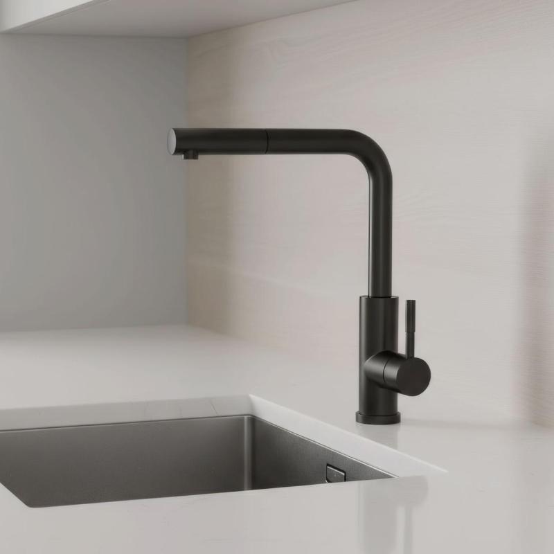 Pure.Sink Elite Steel Spark-S keukenkraan Matzwart met uittrekbare uitloop PS8041-10