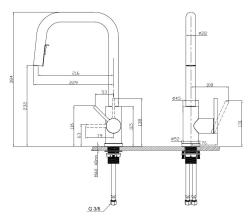 Pure.Sink Elite Steel Crystal-S keukenkraan Matzwart met uittrekbare uitloop PS8050-10