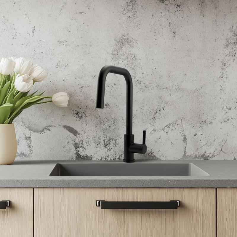 Pure.Sink Elite Steel Crystal-S keukenkraan Matzwart met uittrekbare uitloop PS8050-10