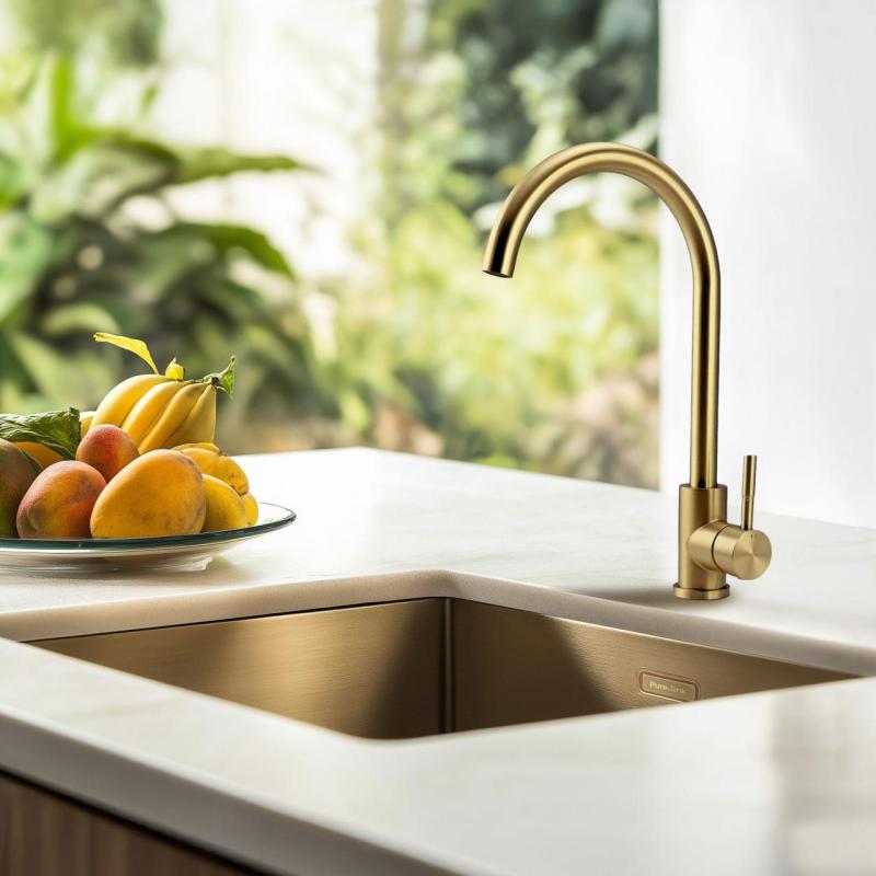 Pure.Sink Elite Steel Stream keukenkraan PVD geborsteld goud  PS8044-60
