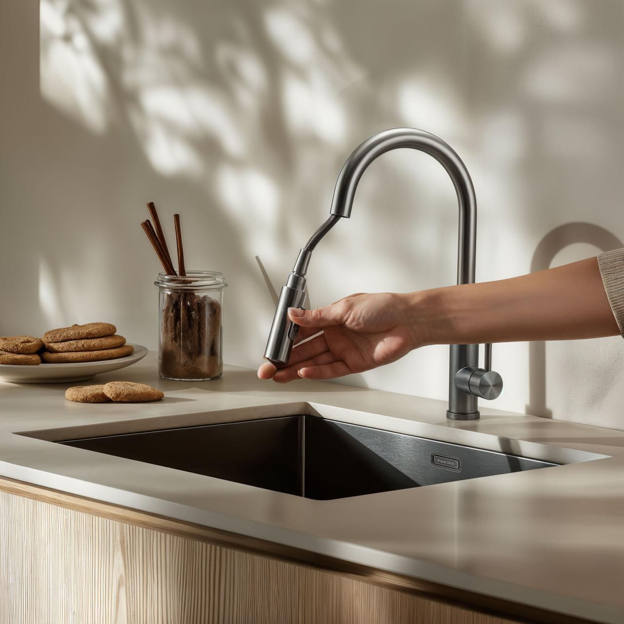 Pure.Sink Elite Steel Stream-S keukenkraan RVS met uittrekbare uitloop PS8045-02 - Productafbeelding 2