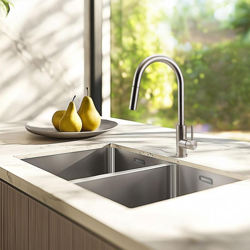 Pure.Sink Elite Steel Stream-S keukenkraan RVS met uittrekbare uitloop PS8045-02
