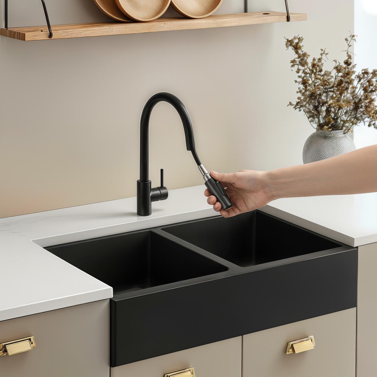 Pure.Sink Elite Steel Stream-S keukenkraan Matzwart met uittrekbare uitloop PS8045-10 - Productafbeelding 2
