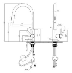 Pure.Sink Elite Steel Stream-S keukenkraan PVD geborsteld goud met uittrekbare uitloop PS8045-60