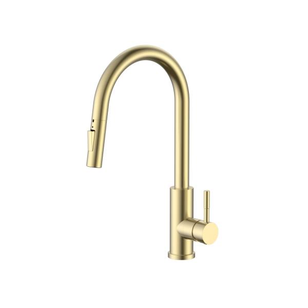 Pure.Sink Elite Steel Stream-S keukenkraan PVD geborsteld goud met uittrekbare uitloop PS8045-60