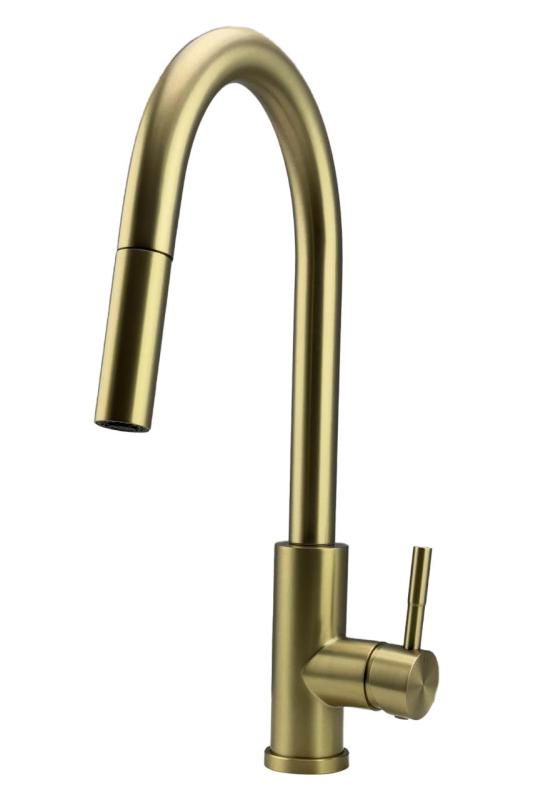 Pure.Sink Elite Steel Stream-S keukenkraan PVD geborsteld goud met uittrekbare uitloop PS8045-60