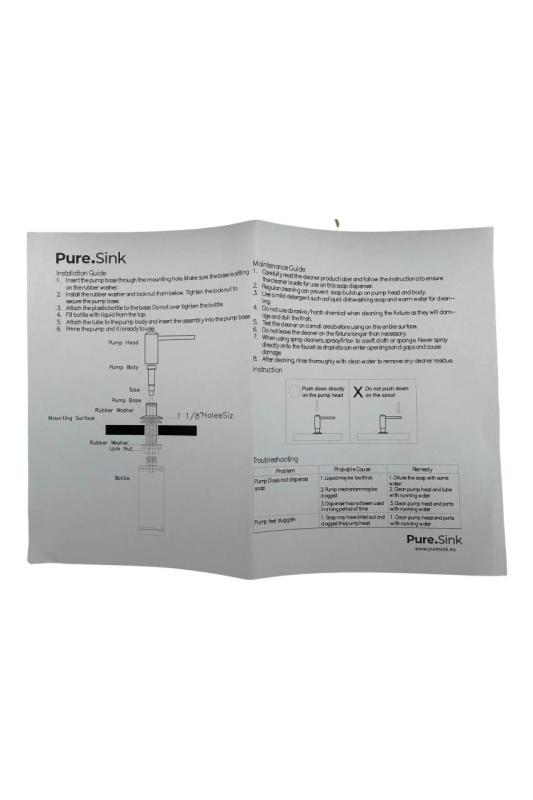 Pure.Sink Elite Steel Shine inbouw Zeepdispenser Mat Zwart van boven navulbaar PS9010-10